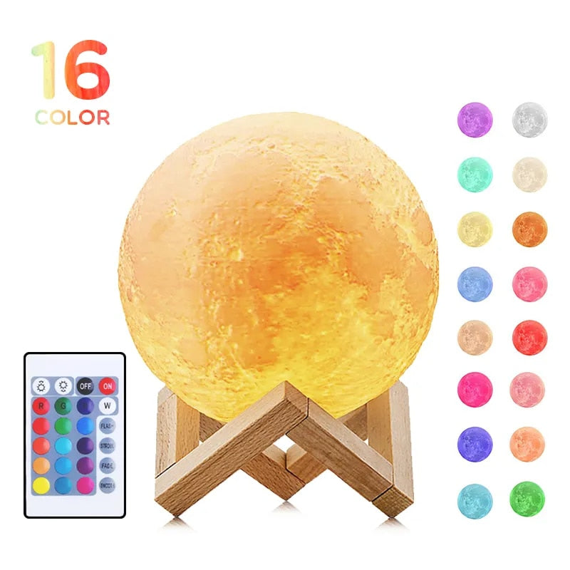 Mind-Glowing 3D LED Moon Lamp with Stand - High-Quality Bedroom